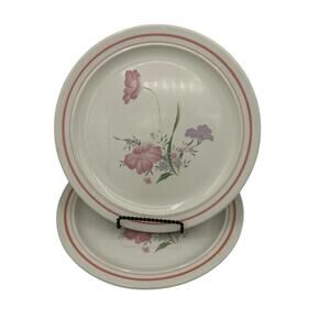 Vintage Xiangtangpai Dinner Plates Set of 2 Pink Purple Green